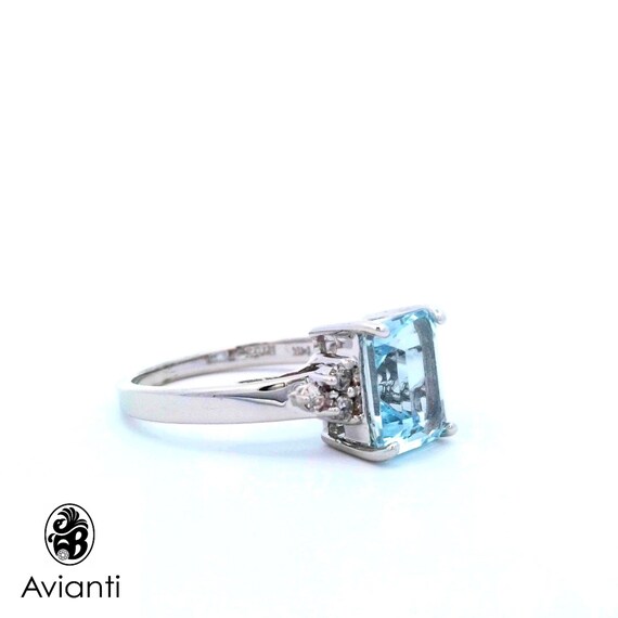 Gemstone Ring, 14K Emerald Cut Aquamarine Ring, A… - image 3