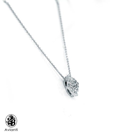 Diamond Pendant, Pendant With baguettes, Flower D… - image 2