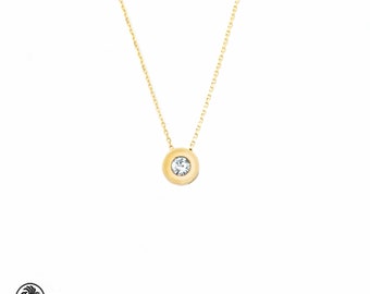 Collana di diamanti, pendente con castone di diamanti, collana di diamanti con castone solitario, set di castoni, pendente di diamanti in oro giallo con catena attaccata