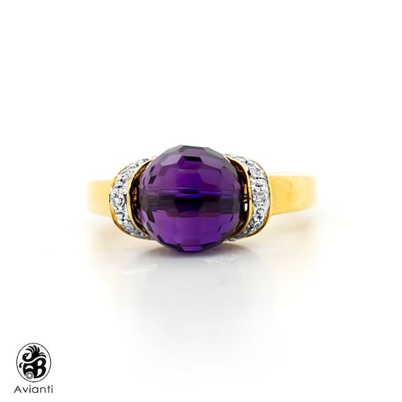 Amethyst Ring, Purple Stone Ring, Briolette Cut A… - image 1