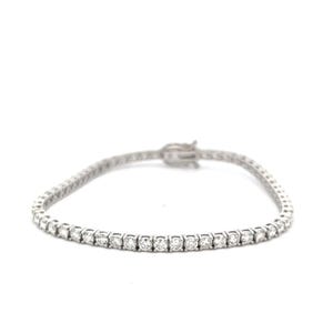 14K White Gold Diamond Tennis Bracelet - 4.52 Carat Round Brilliant Cut