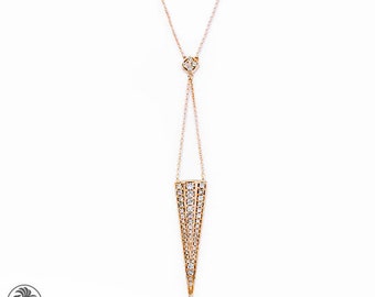 Diamond Necklace, Kite Shaped Drop Necklace, Rose Gold Arrow Necklace, Arrow Diamond Necklace, Rose Gold Diamond Necklace