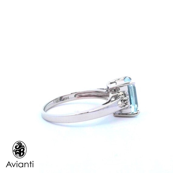 Gemstone Ring, 14K Emerald Cut Aquamarine Ring, A… - image 5