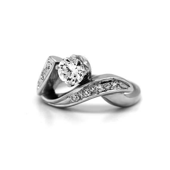 Diamond Ring, Round Diamond Vintage Ring, 14 Kara… - image 3