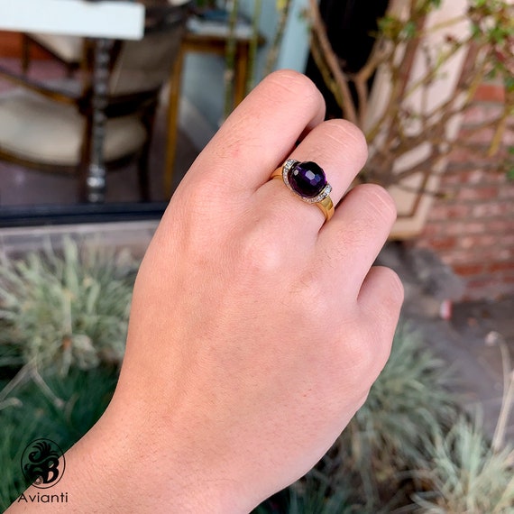 Amethyst Ring, Purple Stone Ring, Briolette Cut A… - image 4