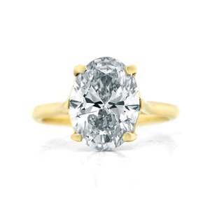 3.01 Carat Oval Lab Grown Diamond Engagement Ring: 14k Yellow Gold Solitaire