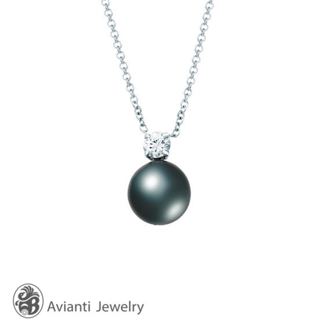 Pearl Pendant Black Tahitian Pearl Single Diamond Pearl Necklace