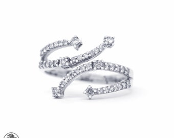 Diamond Ring, Unique Diamond Ring, Open Diamond Ring, Diamond Ring, Cocktail Diamond Ring, Split Shank Ring, Open Diamond Ring