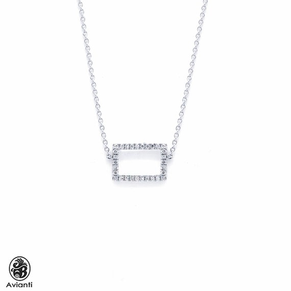 Diamond Necklace, Rectangular Necklace With Diamonds, Open Square