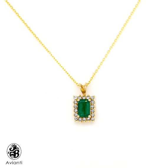 Emerald Pendant, Vintage Emerald Stone Pendant, Em