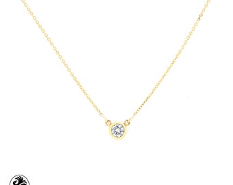 0.81 Carat Diamond Necklace: 14K Yellow Gold Solitaire Pendant
