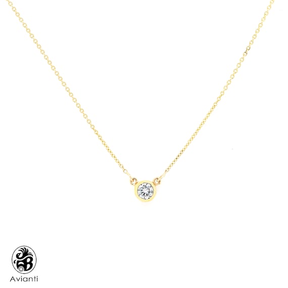 Diamond Necklace Diamond Pendant Solitaire Bezel Set Diamond