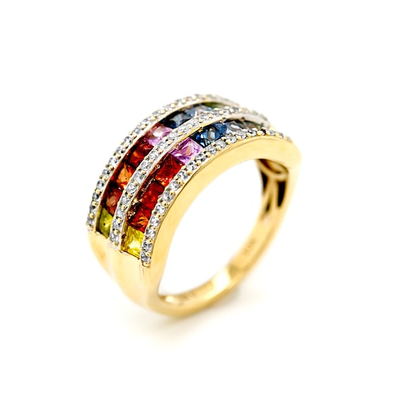 Sapphire Ring, Multi Color Sapphire Ring, Multi-ge