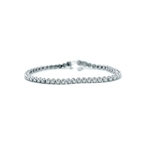 1.98 Carat Diamond Tennis Bracelet: 14K White Gold, Illusion Design