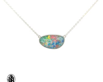 Opal Necklace, Bezel Set Opal Necklace, Opal Doublet Necklace, Bezel Set Opal Doublet, Doublet Opal Necklace, Green Blue Opal necklace