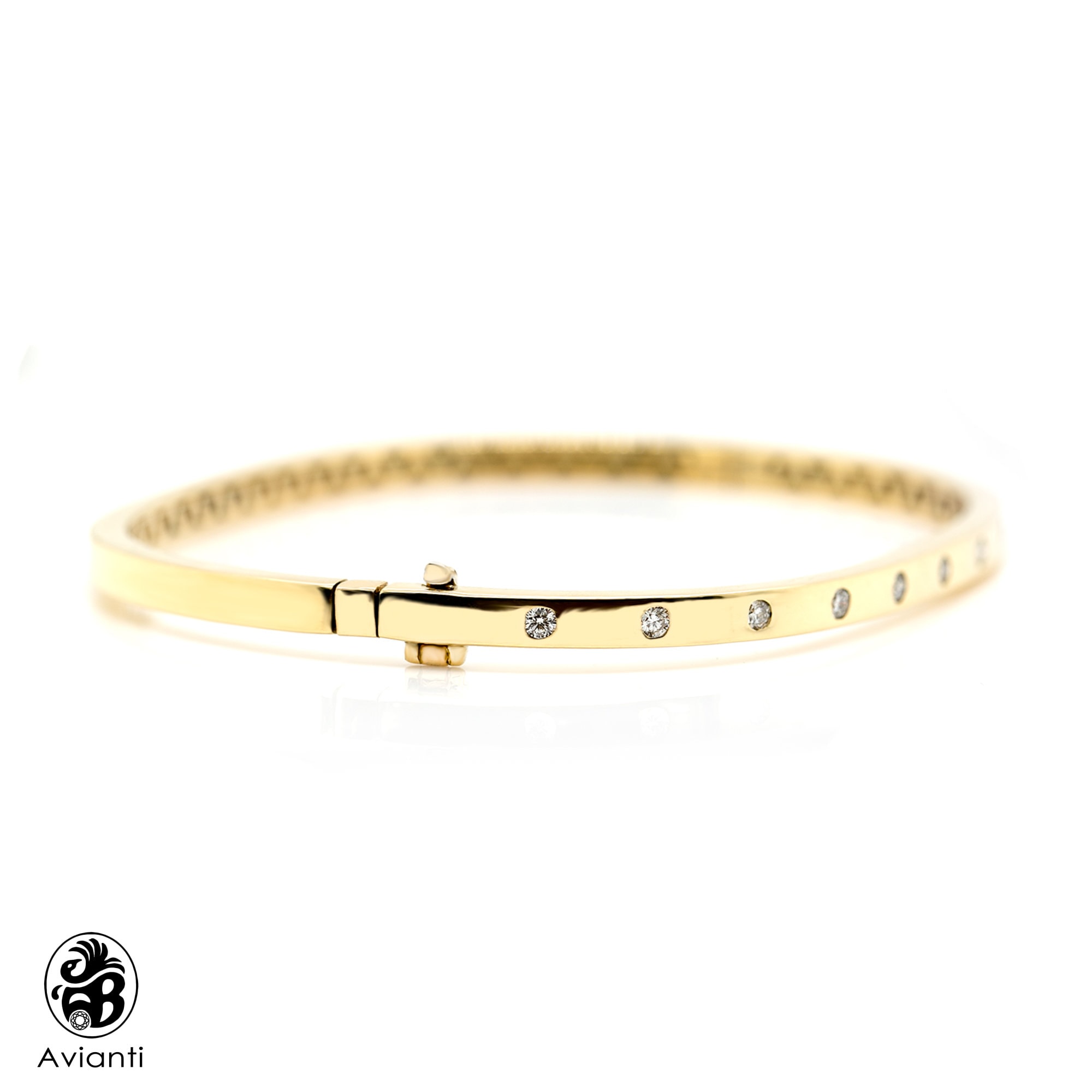 Diamond Bangle Bezel set Diamond Bangle 14 Karat yellow Gold Etsy