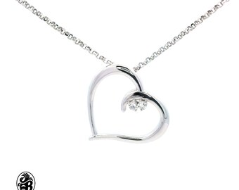 Heart Necklace, Diamond Heart Necklace, Floating Heart necklace, White Gold Diamond Necklace, Trending Heart with A chain, Push present