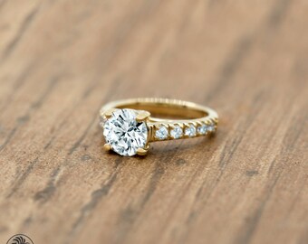 Engagement Ring, Classic Diamond Engagement Ring, 14 karat Yellow Gold Engagement Ring, Diamond Ring, Yellow  Gold  Engagement Ring