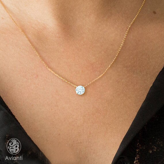 Diamond Necklace Diamond Solitaire Pendant Solitaire Diamond Necklace Yellow Gold Diamond Pendant Four Prong Diamond Necklace