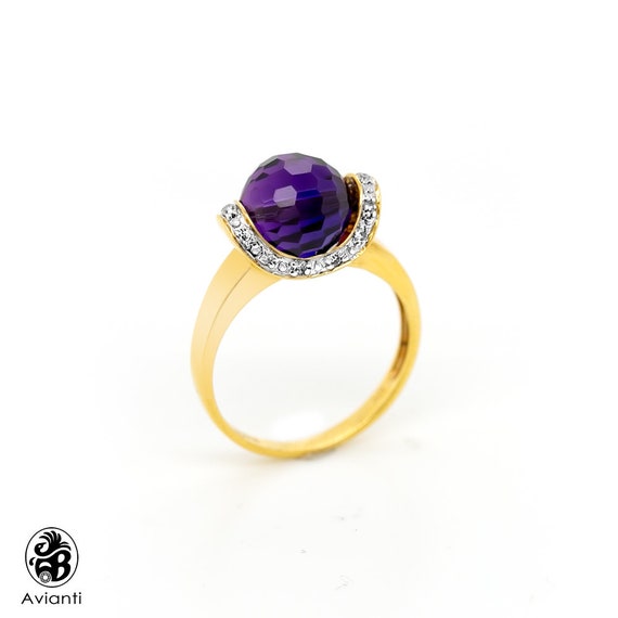 Amethyst Ring, Purple Stone Ring, Briolette Cut A… - image 2