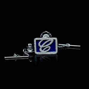 Tie Tack, White Gold Tie Tack, Tie pin, Diamond Tie Tack,  Lapis Diamond Tie-Tack , Personalized Tie-Tack With Diamonds, Diamond Tie Pin