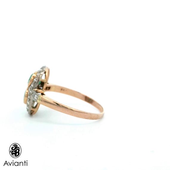 Vintage 18k Yellow Gold Emerald Diamond Ring: 198… - image 5