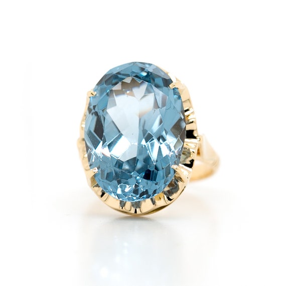 Blue Topaz Ring, Vintage Oval Topaz Ring, Topaz Ri