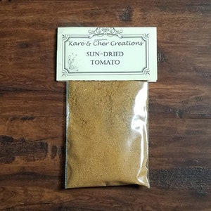 Sun-dried tomato-  Very popular dip mix. Made with natural dehydrated ingredients, no MSG in the mix.  Shelf life 1 year. Great for parties