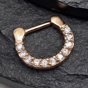 LIQUIDAÇÃO 16g Ouro Rosa PVD Banhado Sólido Aço Cirúrgico 316L Segmento Articulado Clicker Hoop Septo Daith Helix Cartilage Piercing