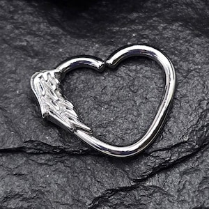 Piercing pour l'oreille gauche ou droite en acier chirurgical 316L, coeur, 16 g