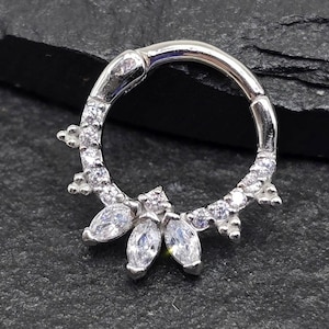 16 g 8 mm Marquise 316L acier chirurgical segment articulé clicker cerceau piercing septum Daith Helix cartilage