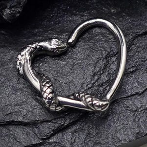 16g 10mm Snake Solid Surgical Steel Left or Right Ear Piercing Daith Helix Bendable Cut Ring Hoop Jewelry 1.2mm 3/8&quot;