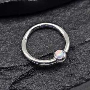 16g Minúsculo Opala Pedra Articulada Segmento Clicker Piercing Anel de Argola Sólido Aço Cirúrgico 316L Septo Hélice Daith