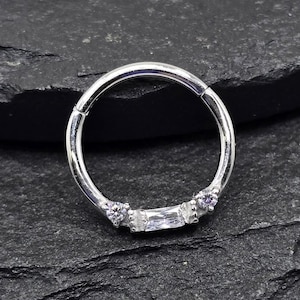 16g Baguette CZ Articulado Segmento Clicker Piercing Jóias Anel Argola Septo Daith Hélice Cartilagem Aço Cirúrgico 316L
