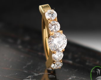 Titanium Moissanite 14g 24K Gold PVD ASTM F136 Titanium Round Sparkly CZ Gems Hinged Segment Clicker Belly Button Navel Ring