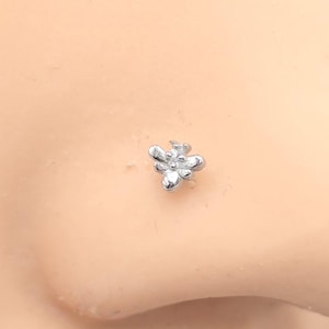 20g Small Butterfly Solid Polished 316L Surgical Steel Curl Nose Piercing Jewelry Stud Ring