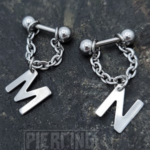 12g 14g 16g Choose 2 Letters Custom Nipple Jewelry Piercings Barbell Accessory 14 16 Gauge 12mm 14mm 16mm