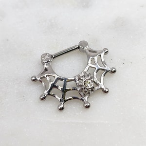 16g 14g 6mm 8mm Spider Web Solid Surgical Steel Septum Clicker Nose Piercing Jewelry