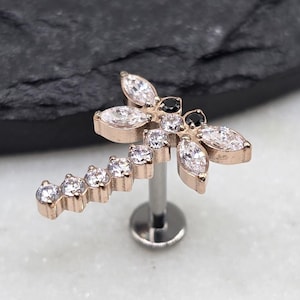 16g titanium ASTM F136 roségouden binnendraad libel kleine onderkant schijf labret tragus helix schelp kraakbeen oorbel piercing barbell