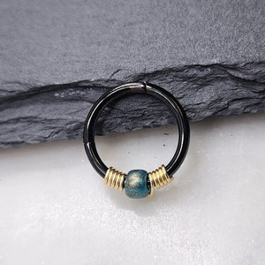 20g 16g 18g 14g Blue/Gold Hybrid Gold Black PVD Plated 316L Surgical Steel Segment Hoop Ring Septum Daith Helix Cartilage Nose Ring