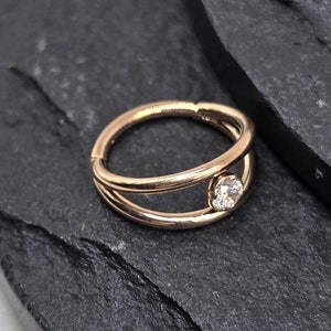 16g 10 mm ouro rosa PVD 316L aço cirúrgico articulado segmento septo hélice piercing cartilagem daith argola piercing anel