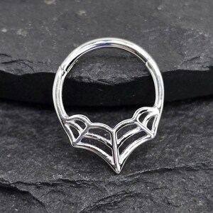 16 g, 10 mm, toile d'araignée solide, poli, acier chirurgical 316L, segment articulé, anneaux de piercing à cliquet, septum daith