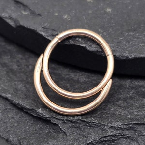 Anneau de piercing à cliquet double segment articulé 16 g, anneau de piercing septum Daith, cartilage hélicoïdal