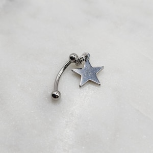 16g Star Dangling Charm Rook or Eyebrow Piercing Jewelry Curved Ring