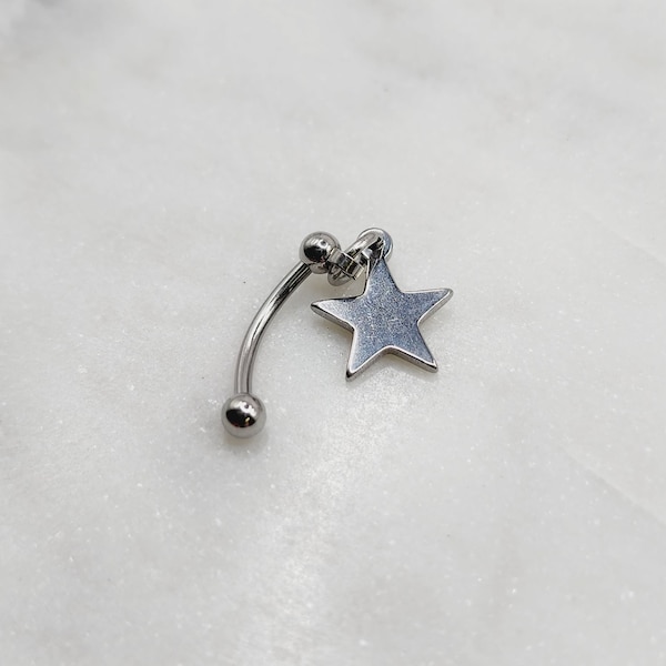 16g Star Dangling Charm Rook or Eyebrow Piercing Jewelry Curved Ring