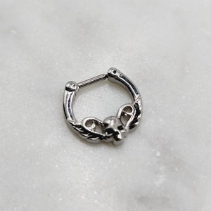 16g Skull Horns Solid Surgical Steel Septum Clicker 1 4 6mm Nose