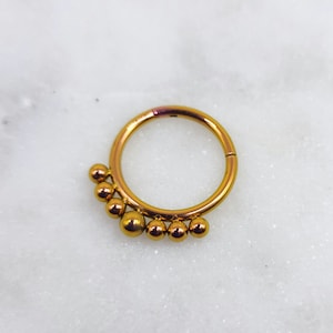 16 g Titane ASTM F136, perlé, anodisé, rose poudré, or rose, poli à la main, charnière, segment, anneaux clicker, septum, daith, helix, cartilage, piercing