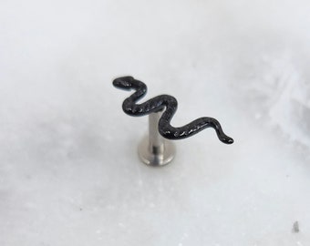 Titanium ASTM F136 Black Snake Threadless Top Piercing Conch Tragus Flat Cartilage Helix Nose