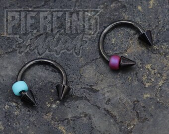 Colorline Basic Steel Spike Nose Stud Ring Black