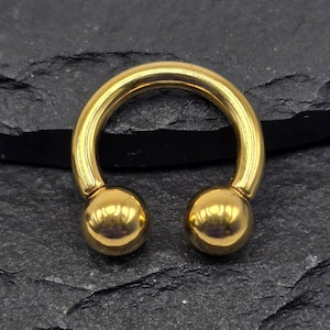 10g Gold Horseshoe Balls 316L Surgical Steel Internal Thread Hoop Septum Piercing Body Jewelry Hoop Gauges Plugs